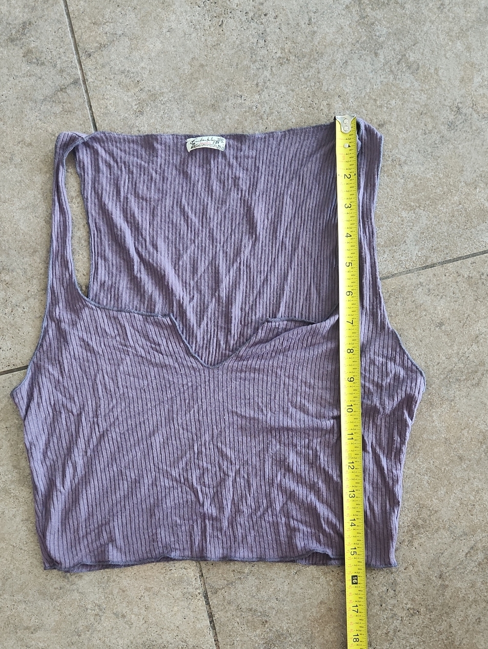 Free People Lavender Ribbed V-Notch Crop Tank - Picture 5 of 7